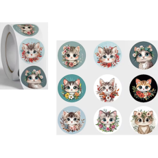 Cat / Kitten Stickers with Flowers